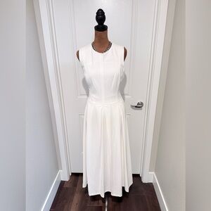 Calvin Klein White Open Back Midi Dress Size 8 Minimalist Sleeveless